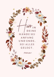 Beileidskarte Blumenkranz rosa Christlich