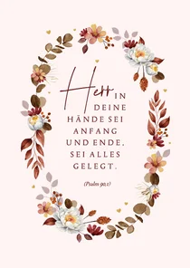 Beileidskarte Blumenkranz rosa Christlich