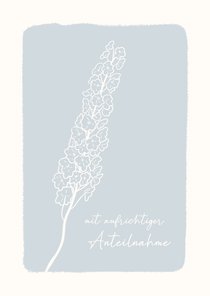 Beileidskarte Hellblau Blume Linienzeichnung schlicht