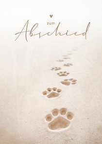 Beileidskarte Hund Pfotenabdrücke im Sand 'zum Abschied'