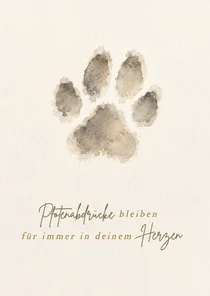 Beileidskarte Pfotenabdruck Hund Aquarell