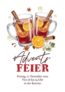 Betriebsfeier Einladungskarte Adventsfeier Glühweingläser