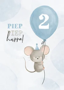 Blaue Geburtstags mit Maus 'Piep piep hurra'