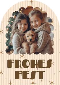 Bogenkarte 'Frohes Fest' gestreift Weihnachten mit Foto