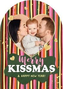 Bogenkarte gestreift Weihnachten Foto 'Merry Kissmas'