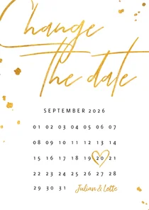 Change-the-date-Karte Kalender Goldlook