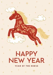 Chinesische Neujahrskarte Jahr des Feuer-Pferdes