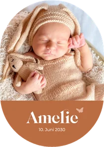 Dankeskarte Geburt oval Foto