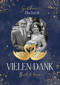 Dankeskarte Goldene Hochzeit goldene Schwäne