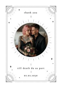 Dankeskarte Hochzeit mit Foto Retro Tattoo Stil 