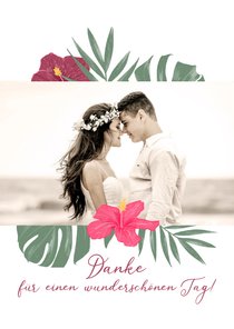 Dankeskarte Hochzeit mit Hibiskus