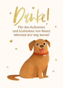 Dankeskarte Hund aufpassen Urlaubsbetreuung