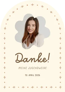 Dankeskarte Jugendweihe Bogenform Foto mit Ornamenten
