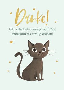 Dankeskarte Katze versorgen Urlaubsbetreuung