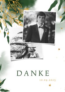 Dankeskarte Konfirmation Fotos botanisch grün