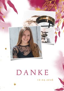 Dankeskarte Konfirmation Fotos botanisch pink