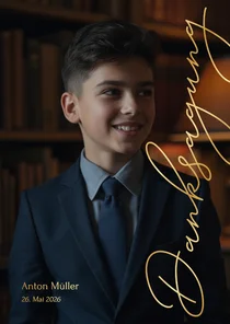 Dankeskarte Konfirmation großes Foto goldener Schriftzug
