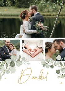 Dankeskarte mit Fotoserie Hochzeit Aquarellzweige