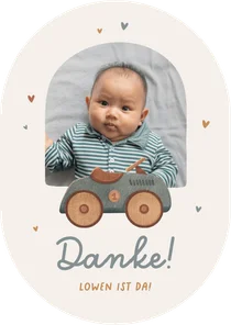 Dankeskarte oval Foto kleines Vintageauto