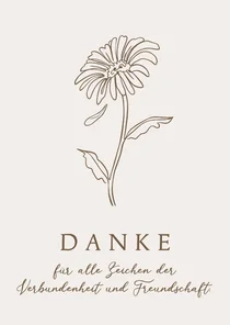 Dankeskarte Trauer Abschied Blume Linienzeichnung