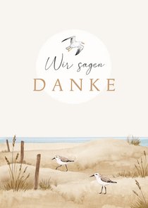 Dankeskarte Trauer Sanddünen mit Möwen