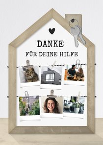 Dankeskarte Umzugshelfer Haus mit Fotos