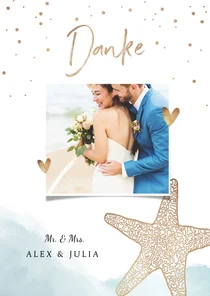 Dankeskarte zur Hochzeit Strandfeeling mit Foto