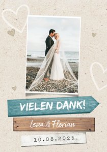 Dankeskarte zur Hochzeit Wegweiser Sommerfeeling