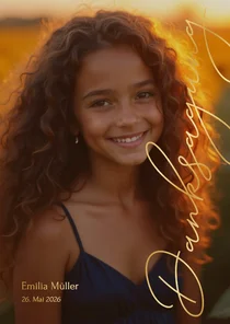 Danksagung Goldschrift Konfirmation großes Foto