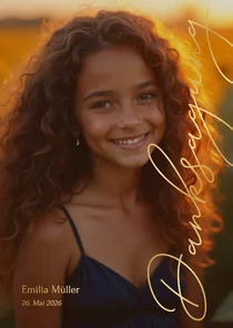 Danksagung Goldschrift Konfirmation großes Foto