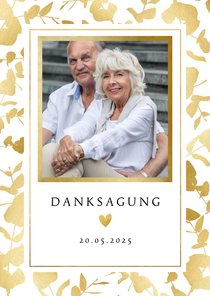 Danksagung Hochzeitstag Foto & Goldblätter