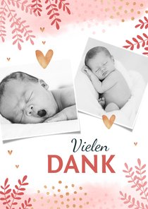 Danksagung Taufe botanischer Aquarelllook Foto