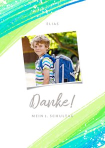 Danksagung zur Einschulung Foto grüne Streifen