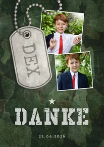 Danksagung zur Kommunion grüner Militarylook & Fotos