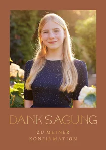 Danksagung zur Konfirmation Foto und goldene Schrift