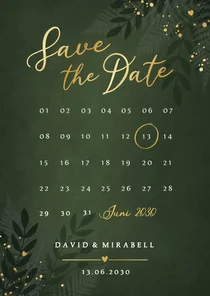 Dunkelgrün Save the Date Botanisch Goldkleckse