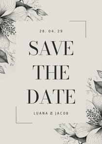 Edle Save-The-Date-Karte Vintage Blumen