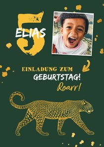 Einladung 5. Kindergeburtstag Foto & Leopard