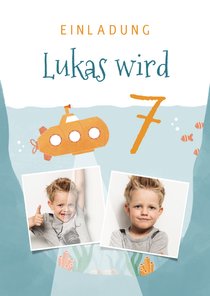 Einladung 7. Kindergeburtstag Fotos & U-Boot