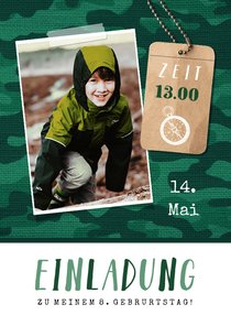 Einladung 8. Kindergeburtstag Armylook Foto