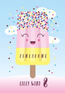 Einladung 8. Kindergeburtstag Icecream Party