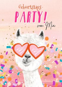 Einladung 9. Kindergeburtstag Alpaca