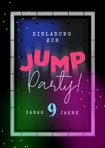 Einladung 9. Kindergeburtstag Trampolin springen