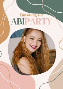 Einladung Abiparty rosa-grün mit Foto