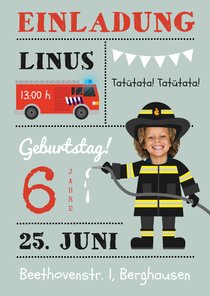 Einladung Feuerwehrmann Kindergeburtstag 6 Jahre