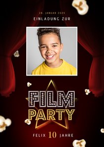 Einladung Filmparty 10. Kindergeburtstag mit Foto