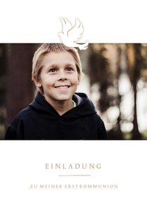 Einladung Fotokarte Kommunion Taube