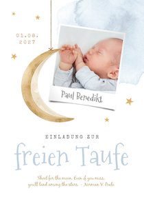 Einladung freie Taufe Aquarell, Foto & Mond