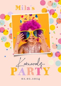 Einladung für Kinder zur Karnevalsparty Foto & Konfetti