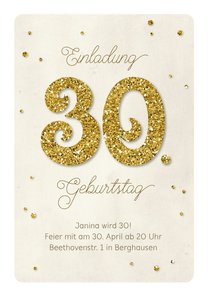 Einladung Geburtstag Glittergold 30
